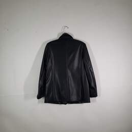 Womens Faux Leather Long Sleeve Single Breasted Blazer Size Small alternative image