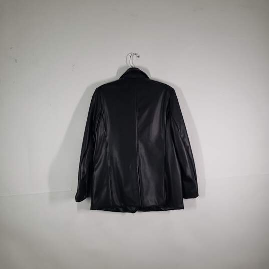 Womens Faux Leather Long Sleeve Single Breasted Blazer Size Small image number 2