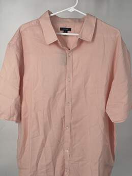 Mens Pink Cotton Short Sleeve Collared Button-Up Shirt Size XXL T-0503687-G alternative image