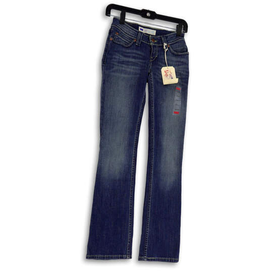NWT Womens Blue Medium Wash Pockets Bold Curve Denim Bootcut Jeans Size 1M image number 1