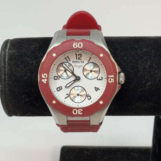 Designer Invicta 0701 Red Chronograph Round Dial Quartz Analog Wristwatch image number 1
