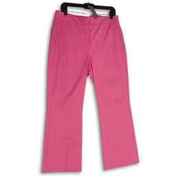 Womens Pink Flat Front Slash Pocket Straight Leg Trouser Pants Size 12T