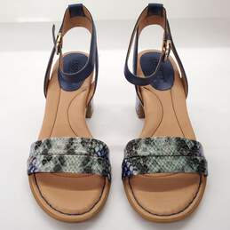 Born Women's Frilli Blue/Navy Snake Print Leather Low Heel Sandals Size 6