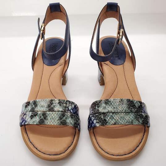 Born Women's Frilli Blue/Navy Snake Print Leather Low Heel Sandals Size 6 image number 1