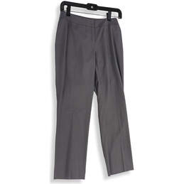 Womens Gray Flat Front Straight Leg Formal Dress Pants Size 0 Petite