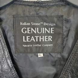 Italian Stone Men Black Leather Vest SZ XL alternative image