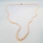 14K Gold Pink Knotted White Gemstone Beaded Necklace 49.0g image number 3