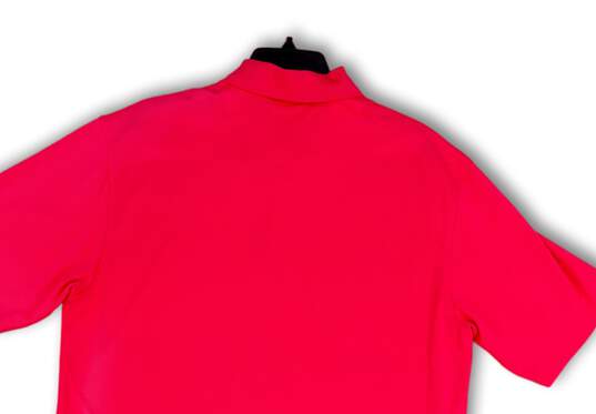 Mens Pink Short Sleeve Spread Collar Regular Fit Golf Polo Shirt Size Large image number 1