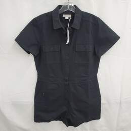 Outerknown Black Short Sleeve Button Up Romper NWT Size M