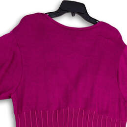 Womens Pink Knitted Pleated Wrap V-Neck Short Sleeve Mini Dress Size 22/24 alternative image
