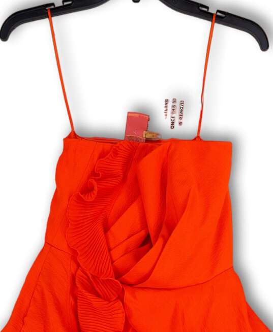 NWT Womens Orange Cascade Ruffle Strapless Layered Short A-Line Dress Sz 2 image number 3