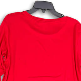 Womens Red Round Neck Long Sleeve Pullover T-Shirt Size Medium