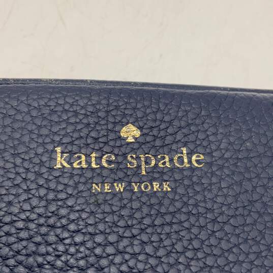 Kate Spade Womens Blue Leather Zip Buckle Adjustable Strap Crossbody Bag Purse image number 5