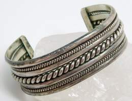Tahe Navajo Sterling Silver Multi Row Roped Cuff Bracelet 58.0g