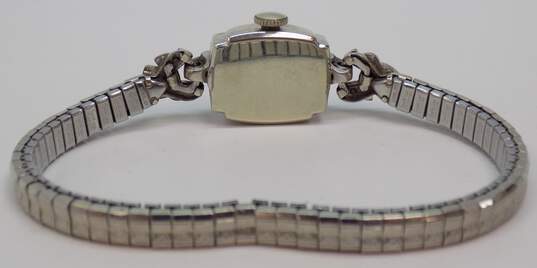Ladies Vintage 14K White Gold Case Diamond Accent 17 Jewels Wrist Watch 14.6g image number 4