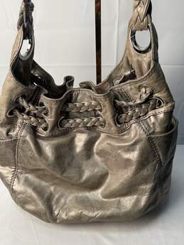 Certified Authentic Michel Kors Silver Gently Used Metallic Hobo Bag