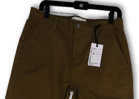 NWT Mens Brown Twill Slim Fit Stretch Flat Front Pockets Chino Shorts Sz 32 image number 3