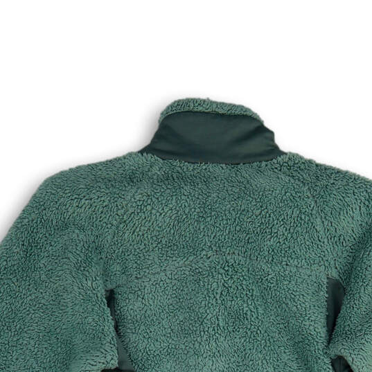 Womens Green Mock Neck Pockets Long Sleeve Full-Zip Jacket Size Medium image number 4