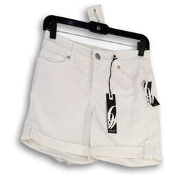 NWT Womens White Flat Front Light Wash Cuffed Denim Mom Shorts Size 2/26