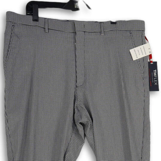 NWT Mens Blue White Check Flat Front Straight Leg Dress Pants Size 38x34 image number 3