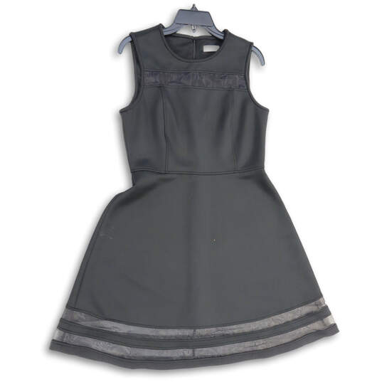 Womens Black Sleeveless Round Neck Back Zip Fit & Flare Dress Size 10 image number 1