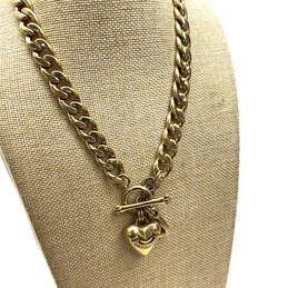 Designer Juicy Couture Gold-Tone Link Chain Toggle Heart Pendant Necklace