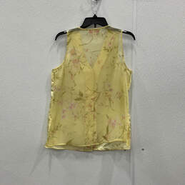 Womens Yellow Floral sleeveless V-Neck Button Front Blouse Top Size Small alternative image