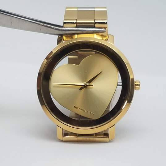Michael Kors 37mm Gold Tone Case Clear Heart Dial Unisex Stainless Steel Quartz Watch image number 1