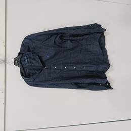 Men's Navy Plaid Button Up Shirt XXL