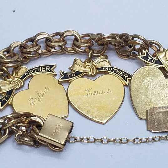 Gold Filled Engraved 3 Charm Bracelet 26.0g image number 3