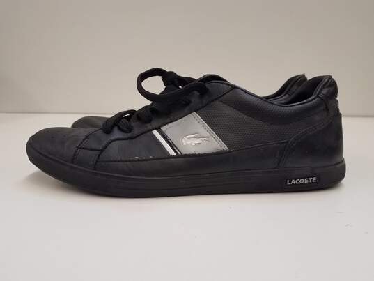 Lacoste Europa Black Leather Lace Up Sneakers Men's Size 10 M image number 4