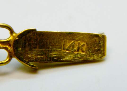 Vintage 14K Yellow Gold Green Jade Cabochon Bracelet 5.7g image number 6