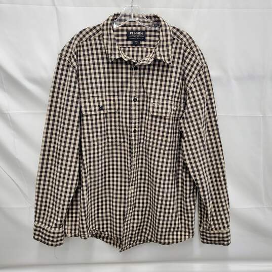 Filson's MN's Checkered Brown & Beige 100% Cotton Long Sleeve Shirt Size XL image number 1