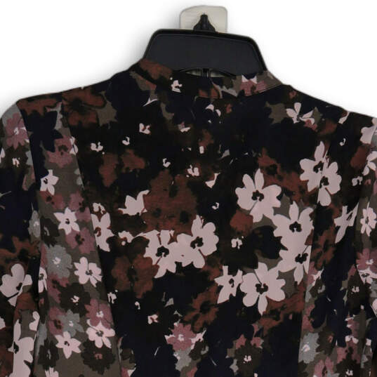 Womens Lavender Purple Floral Long Sleeve Button Front Blouse Top Size PS image number 4