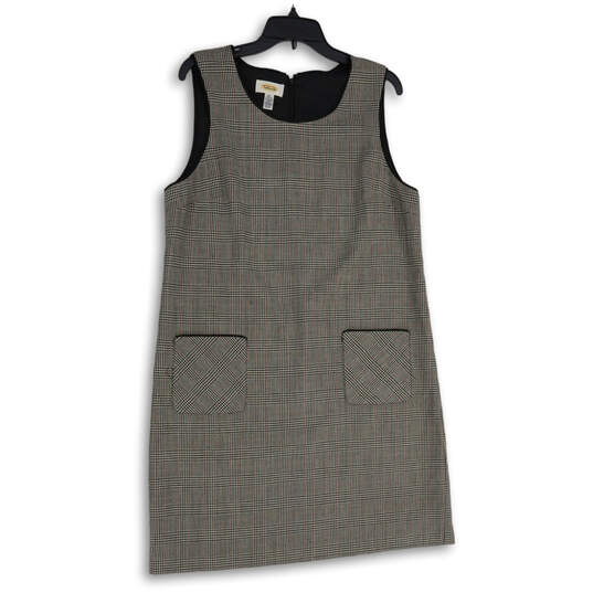 Womens Multicolor Plaid Sleeve Cutout Pocket Back Zip Shift Dress Size 12 image number 1