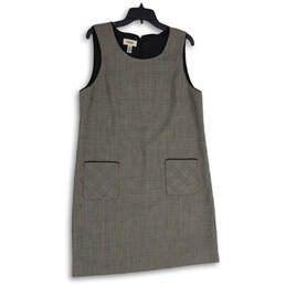 Womens Multicolor Plaid Sleeve Cutout Pocket Back Zip Shift Dress Size 12