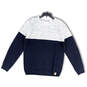 Mens Blue White Knitted Long Sleeve Crew Neck Pullover Sweater Size XL image number 1