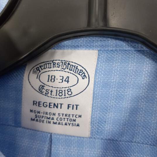 Brooks Brothers Men's Blue LS Regent Fit Button Up Dress Shirt Size 18-34 NWT image number 3