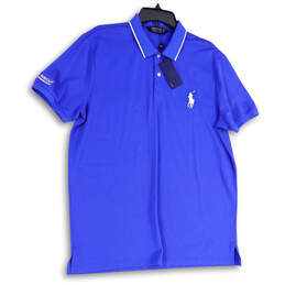 NWT Mens Blue Short Sleeve Collared Side Slit Golf Polo Shirt Size XL alternative image