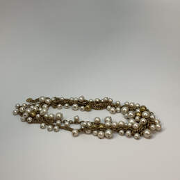 Designer Stella & Dot Gold-Tone Shiny Pearl Multi Strand Chain Necklace