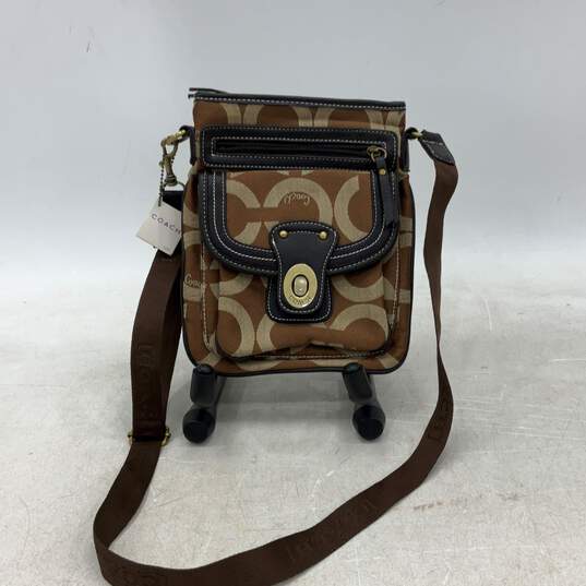 NWT Coach Womens Brown Multi Pockets Adjustable Strap Crossbody Purse image number 1