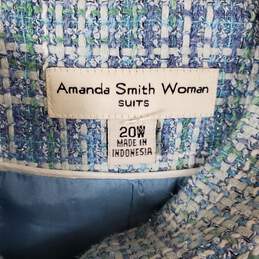 Amanda Smith Women Blue Plaid Knit Jacket Sz 20 alternative image