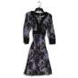 APT. 9 Womens Black Lavender Floral V-Neck Long Sleeve Fit & Flare Dress Size M image number 1