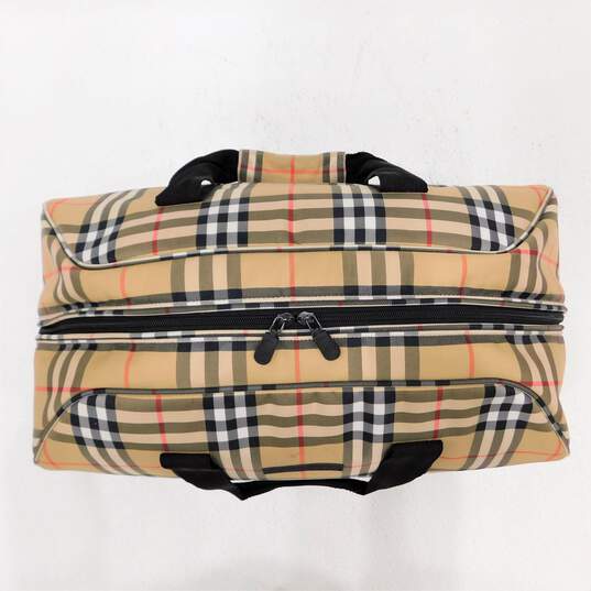 Buy the BURBERRY Golf Black Canvas & Beige Classic Check Zip