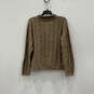 Womens Brown Long Sleeve Mock Neck 1/4 Zip Pullover Sweater Size Large image number 2
