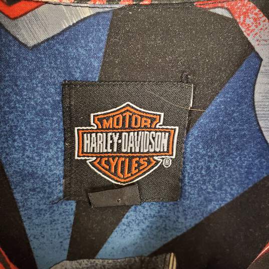 Harley Davidson Men Black Printed Button Up Shirt 2XL image number 3
