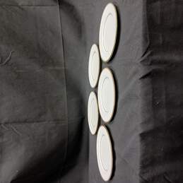 Bundle of Five White with Gold Tone Trim Bone China Narumi Wheaton Bread Plates