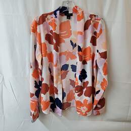 Halogen Orange & Pink Multicolor Floral Print Cardigan Size S