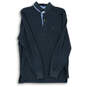 Mens Gray Long Sleeve Collared Hi Low Hem Side Slit Polo Shirt Size Medium image number 1