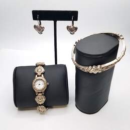 Brighton Vintage Ladies Watch, Bangle, and Heart Earrings Collection